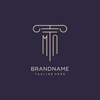 MN initial with pillar logo design, luxury law office logo style vector