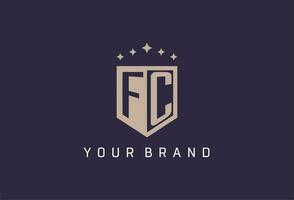 FC initial shield logo icon geometric style design vector