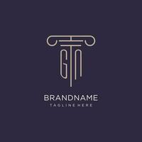 GN initial with pillar logo design, luxury law office logo style vector