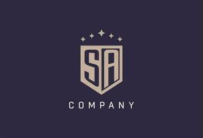 SA initial shield logo icon geometric style design vector