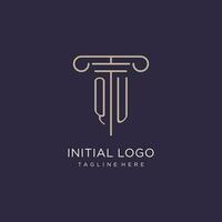 QU initial with pillar logo design, luxury law office logo style vector