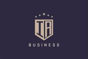 IR initial shield logo icon geometric style design vector