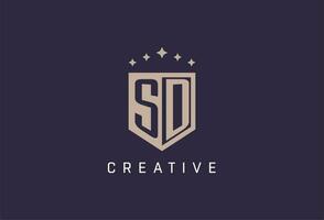 SD initial shield logo icon geometric style design vector
