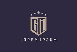 GM initial shield logo icon geometric style design vector