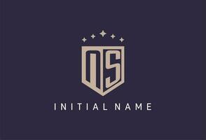 NS initial shield logo icon geometric style design vector
