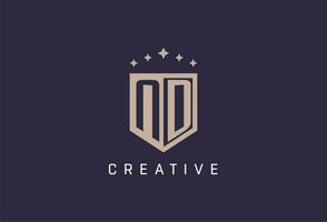 ND initial shield logo icon geometric style design vector