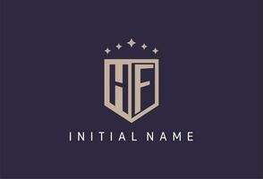HF initial shield logo icon geometric style design vector