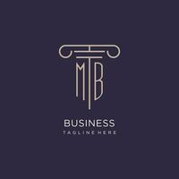 MB initial with pillar logo design, luxury law office logo style vector