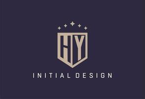 hy inicial proteger logo icono geométrico estilo diseño vector