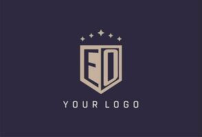 EO initial shield logo icon geometric style design vector