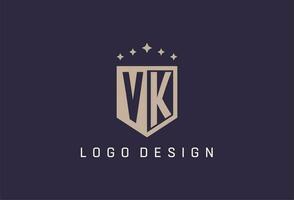 VK initial shield logo icon geometric style design vector