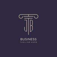 JB initial with pillar logo design, luxury law office logo style vector