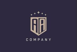 AA initial shield logo icon geometric style design vector