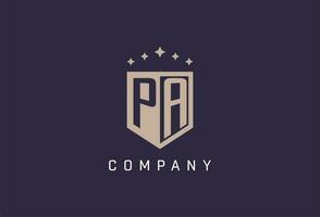 PA initial shield logo icon geometric style design vector