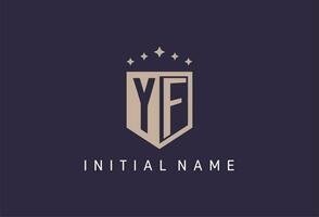 YF initial shield logo icon geometric style design vector