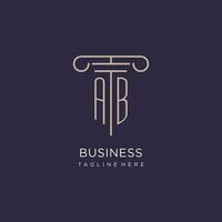 AB initial with pillar logo design, luxury law office logo style vector