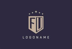 FU initial shield logo icon geometric style design vector