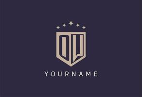 OW initial shield logo icon geometric style design vector