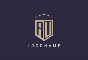 RU initial shield logo icon geometric style design vector