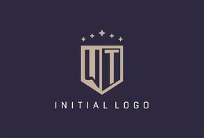 WT initial shield logo icon geometric style design vector
