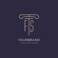 FS initial with pillar logo design, luxury law office logo style vector