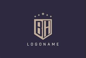 BH initial shield logo icon geometric style design vector