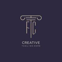 FC initial with pillar logo design, luxury law office logo style vector