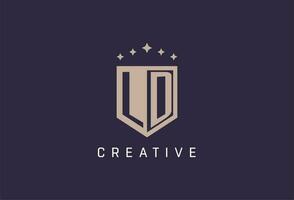 LD initial shield logo icon geometric style design vector