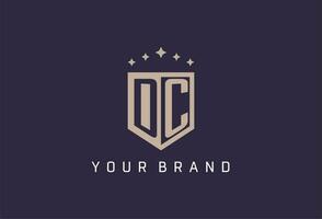 DC initial shield logo icon geometric style design vector