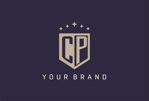 CP initial shield logo icon geometric style design vector