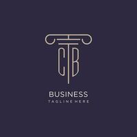 CB initial with pillar logo design, luxury law office logo style vector