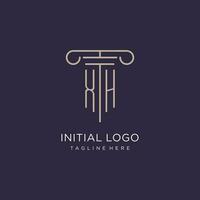 XH initial with pillar logo design, luxury law office logo style vector