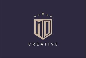 MD initial shield logo icon geometric style design vector