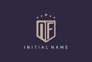 NF initial shield logo icon geometric style design vector