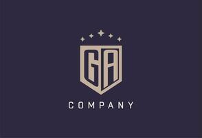 GA initial shield logo icon geometric style design vector