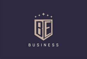 BE initial shield logo icon geometric style design vector