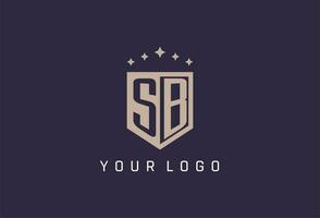 SB initial shield logo icon geometric style design vector