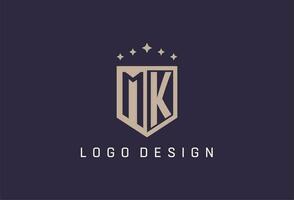 MK initial shield logo icon geometric style design vector