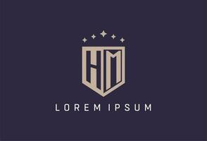 HM initial shield logo icon geometric style design vector
