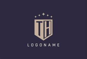 TH initial shield logo icon geometric style design vector