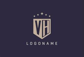 VH initial shield logo icon geometric style design vector