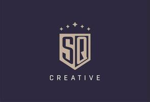 SQ initial shield logo icon geometric style design vector