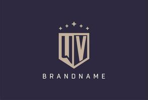 WV initial shield logo icon geometric style design vector