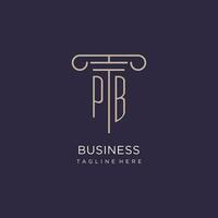 PB initial with pillar logo design, luxury law office logo style vector