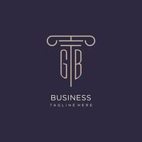 GB initial with pillar logo design, luxury law office logo style vector