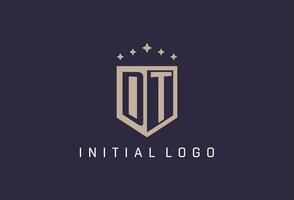 DT initial shield logo icon geometric style design vector