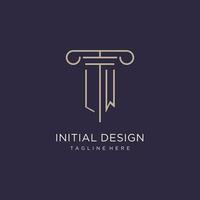 LW initial with pillar logo design, luxury law office logo style vector