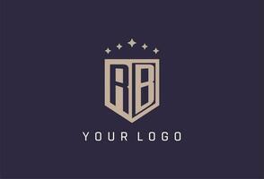 RB initial shield logo icon geometric style design vector