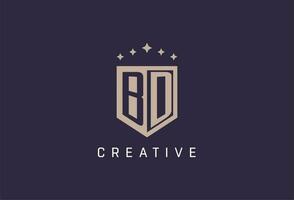 BD initial shield logo icon geometric style design vector