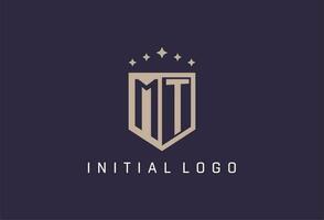 MT initial shield logo icon geometric style design vector